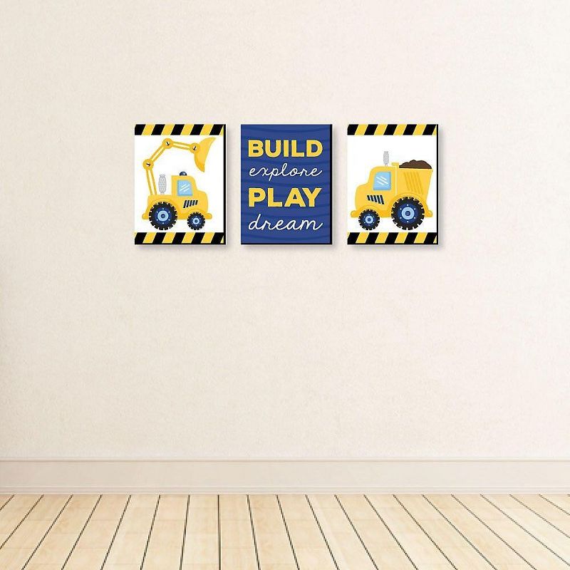 Big Dot of Happiness Construction Truck - Baby Boy Nursery Wall Art and Kids Room Decorations - Gift Ideas - 7.5 x 10 inches - Set of 3 Prints, 3 of 8