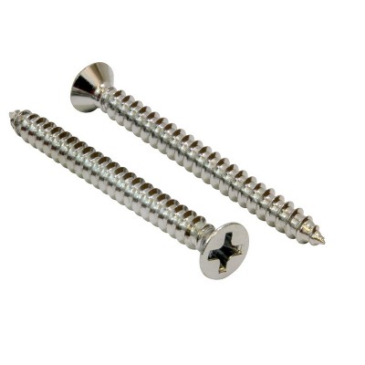 Bolt Dropper No. 6 x 3/8'' Chrome Coated Stainless Flat Head Phillips Wood  Screw, 25 Pack