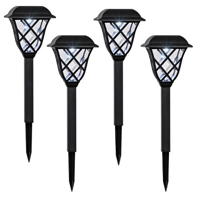 16" Black Stainless Steel Solar LED Pathway Lights, Set of 4