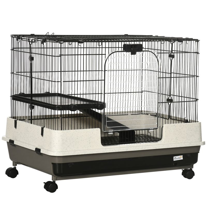 PawHut Rolling Small Animal Rabbit Cage for Bunny, Chinchillas, & Gerbils with a Large Living Space, 1 of 10