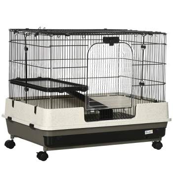 PawHut Rolling Small Animal Rabbit Cage for Bunny, Chinchillas, & Gerbils with a Large Living Space