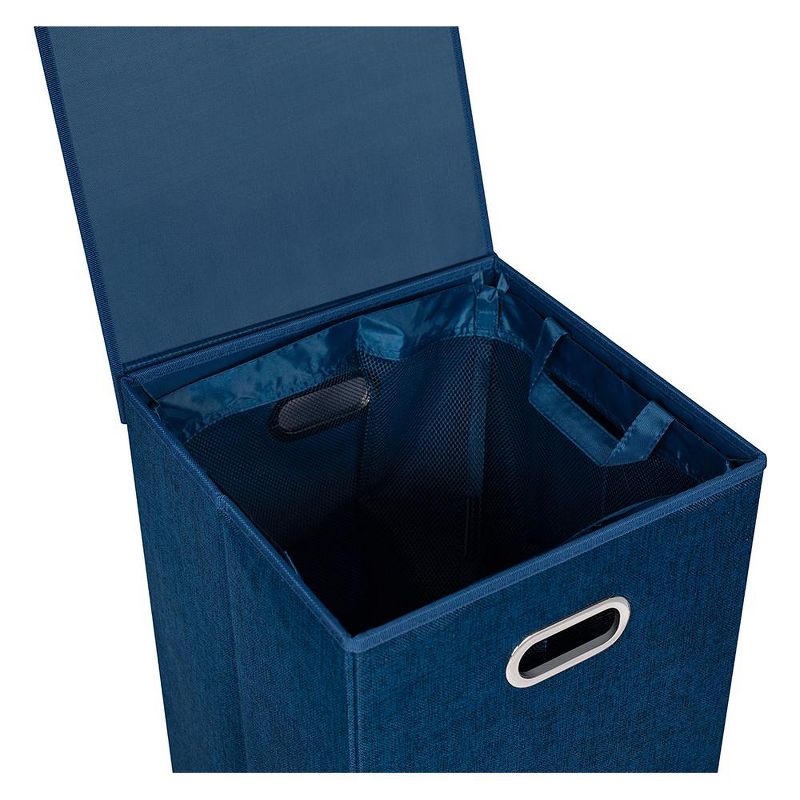 BirdRock Home Single Linen Laundry Hamper with Lid and Removable Liner - Navy, 5 of 10