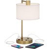 360 Lighting Colby 21" High Small Modern Desk Lamps Set of 2 USB Port AC Power Outlet Antique Gold Finish Metal Home Office Living Room Charging - 3 of 4