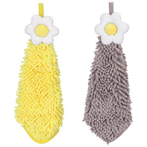 REGALWOVEN Chenille Soft Absorbent Flower Hanging Hand Towels for Bathroom 2 Pcs - 1 of 4