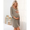 Women's Maternity Nightgown 3/4 Sleeve Striped Nursing Sleepshirt Button Breastfeeding Sleep Dress - 2 of 4