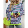 Clearlove Oversized Sweatshirt for Women 2025 Fall Crewneck Striped Long Sleeve Shirts Cute Top - 3 of 4