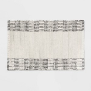 24"x36" Oversized Modern Chenille Bath Rug Black/White - Threshold™ - 1 of 4