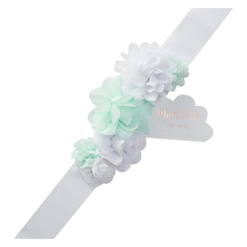 &#34;Mother To Be&#34; Baby Shower Sash White/Green, 2 of 5