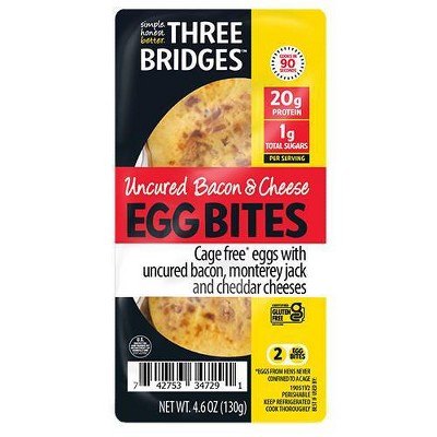 Three Bridges Uncured Bacon & Cheese Egg Bites - 4.6oz/2ct