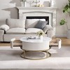 Vynxaria 31.5 Inch Modern Round Coffee Table with Drawers, Faux MarbleTable with Storage, Coffee Table for Living Room - 2 of 4