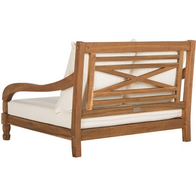 Pomona Natural Acacia Wood Lounger with Beige Cushions