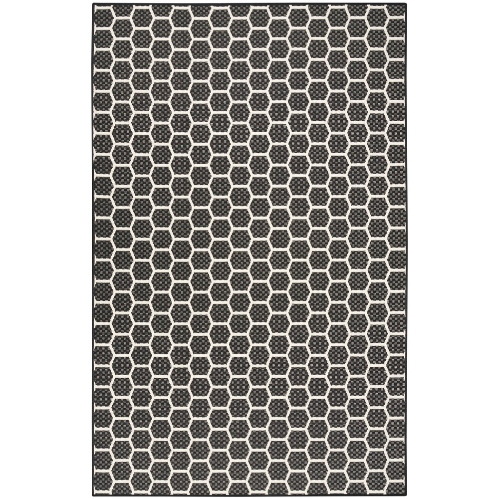 Photos - Doormat Nourison 5'x7' Reversible Basics Woven Indoor/Outdoor Area Rug Black 