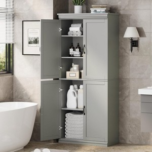 70" Tall Kitchen Pantry Cabinets, with 4 Doors, 2 Adjustable Shelves, Modern Wood Cupboard, Tall Freestanding Kitchen Storage Cabinet - 1 of 4