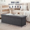 Ornavo Home Foldable Tufted Linen 43" Inch Long Bench Storage Ottoman - 2 of 4