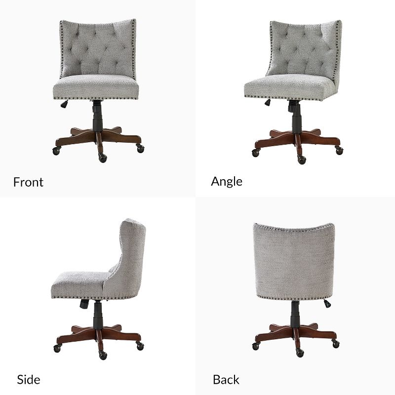 Arnd Modern Solid Wood Task Chair with Tufted Button|HULALA HOME, 4 of 9