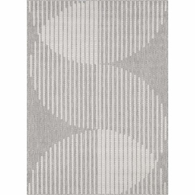 Well Woven Alder Indoor OutdoorFlat Weave Pile Stripes Circles Geometric Area Rug
