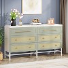 Hommoo Modern Rattan Dresser 6 Drawer Dressers Chests of Drawers for Bedroom Green - 3 of 4