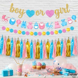 KatchOn, Boy or Girl Banner and Garland Set - 10 Feet, No DIY | Glitter Boy or Girl Gender Reveal Banner, Tassel Garland for Baby Shower Decorations - 1 of 4