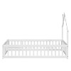 CAVINAS Twin Size Floor Bed Modern Pine Bed Frame with Guardrail, Door and House Shaped Headboard for Bedroom, without Slats - 3 of 4
