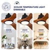 Wanze of Ocean 60 in. Smart Black Solid Wood Brown Blades 2-Size Downrod Mount Standard Ceiling Fan with 3-Color Dimmable LED Light - 3 of 4