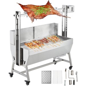 132 LBS Roaster Spit Rotisserie BBQ Grill Pig Lamb Chicken Roaster 44" With Wheels - 1 of 4
