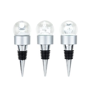 Flurry Assorted Snow Globe Bottle Stoppers by True, White Finish - 1 of 3