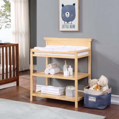 INFURNIC Decorative Storage Cabinets Universal Changing Table with Open Shelves for Nursery Organization, Brown, 40"*18"*37"