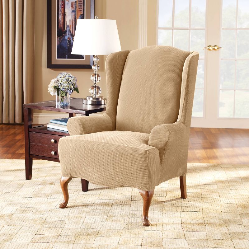 Stretch Pique Chair Slipcover Cream - Sure Fit, 1 of 5