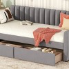 Twin Size Upholstered Daybed with Storage Drawers and Vertical Backrest, Velvet Sofa Bed for Kids or Guest Room-Baofuwish - 3 of 4