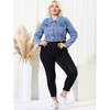 Agnes Orinda Women's Plus Size Cropped Long Sleeve Trendy Fashion Denim Jean Jackets - 3 of 4