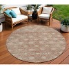 Terra Cotta And Beige Floral Washable Indoor Outdoor Area Rug - 2 of 4