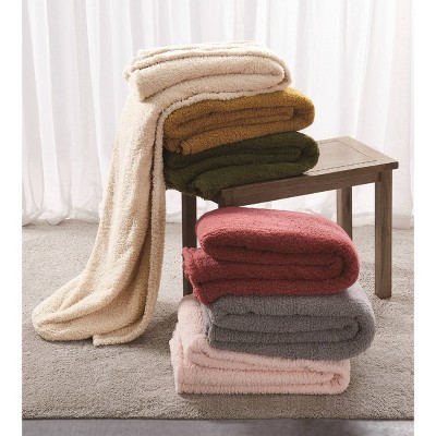 Brooklyn Loom Full Grey Faux Fur Sherpa Bed Blanket