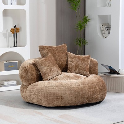 VYNXARIA Lazy Sofa Durable Comfort Lounger High Back Bean Bag Chair Couch With Three Pillows,Coffee Chenille