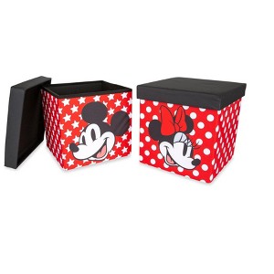 Ukonic Disney Mickey & Minnie 15-Inch Storage Bin Cube Organizers with Lids | Set of 2 - 1 of 4