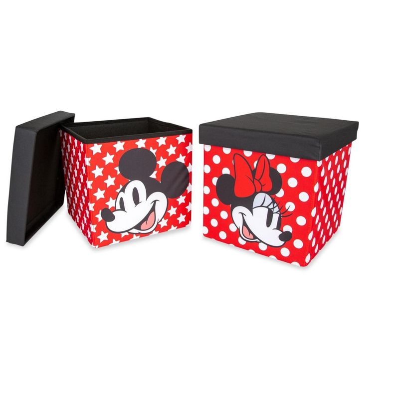 Ukonic Disney Mickey & Minnie 15-Inch Storage Bin Cube Organizers with Lids | Set of 2, 1 of 8