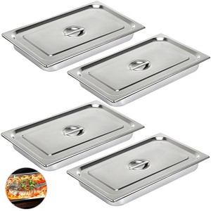 VEVOR 4 Pack Steam Table Pans 20.9 x 12.8 x 3.9 Inch Deep Steam Table Pan Full Size 13L Deep Food Container Stainless Steel Oven Tray, Silver - 1 of 4