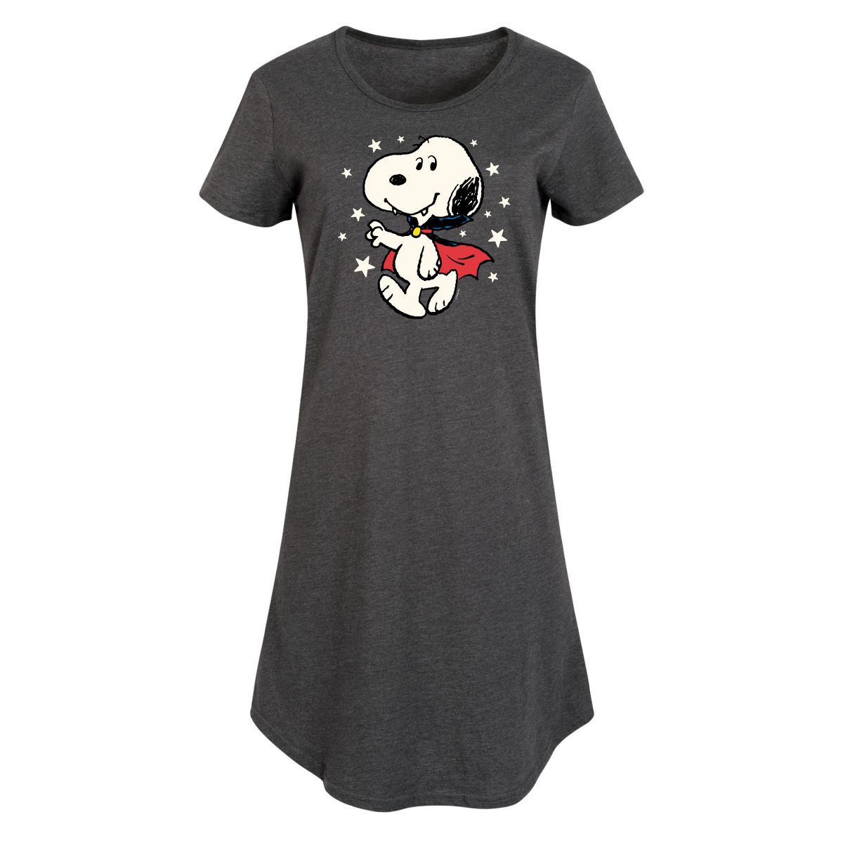 Women's - Peanuts - Snoopy Vampire Stars Glow In The Dark Graphic T-shirt Dress