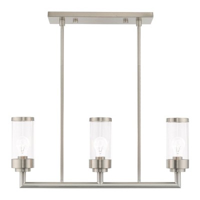 Hillcrest Brushed Nickel Linear Chandelier with Clear Glass Shades