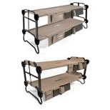 Disc-O-Bed 30901BO Large and Youth Cam-O-Bunk 2 Person Bench Bunked Double Camping Bunk Bed Cot with 2 Side Organizers, Tan (2 Pack)