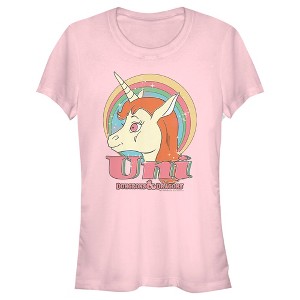 Juniors Womens Dungeons & Dragons Uni Unicorn Cartoon T-Shirt - 1 of 4