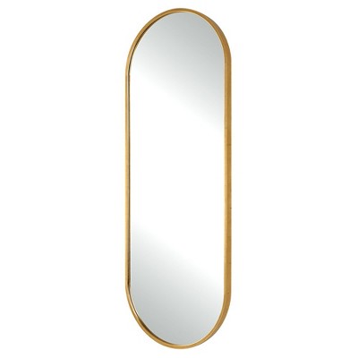 Gold Oval Full Length Mirror with Wood Frame