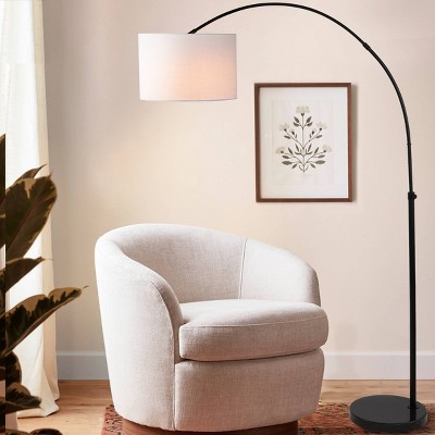 70" Collier Industrial Adjustable Iron LED Arc Floor Lamp, Smart Bulb - JONATHAN Y: Overhead Lighting for Living Room