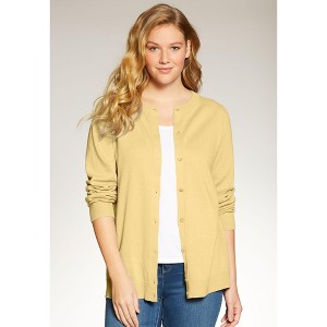 Woman Within Plus Size Perfect Long-Sleeve Cardigan - 1 of 4