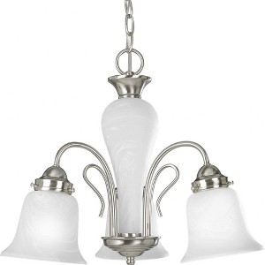 Progress Lighting Bedford 3-Light Chandelier, Brushed Nickel, Alabaster Glass Shades - 1 of 2