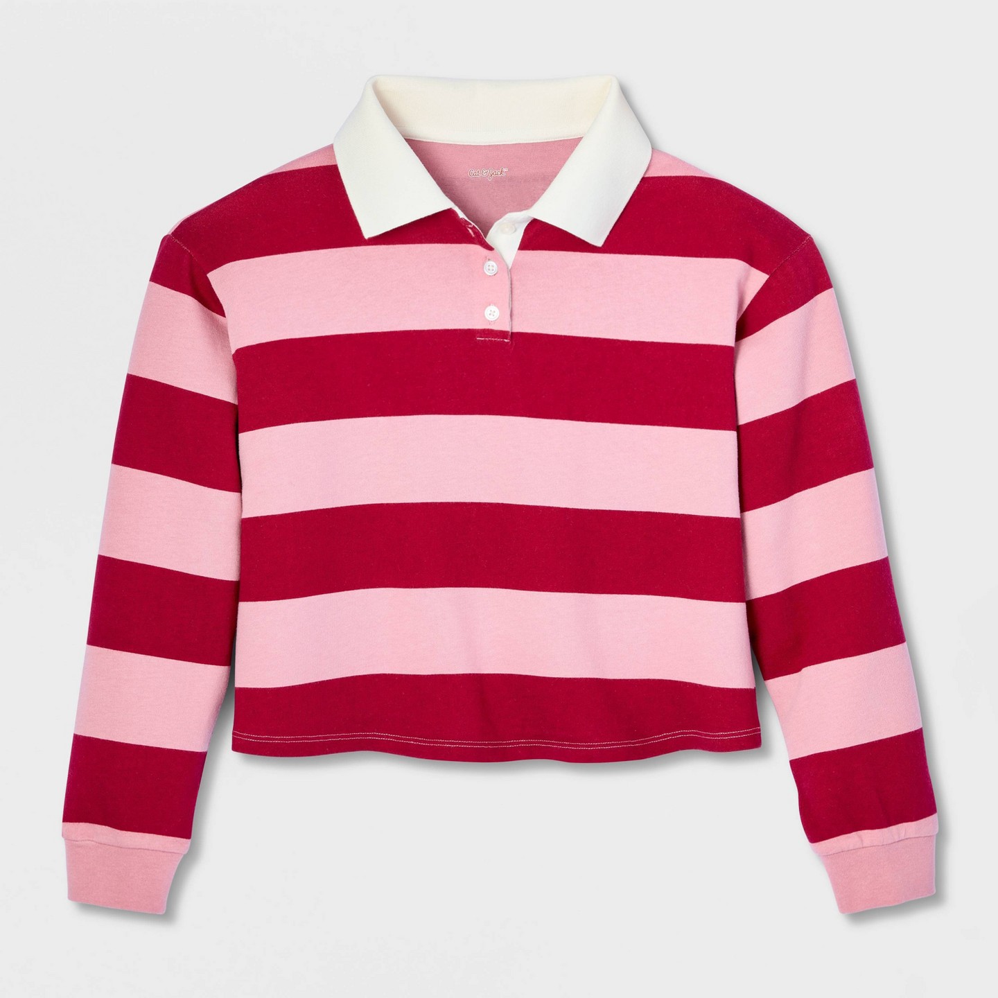 Футболка Cat & Jack Long Sleeve Rugby Striped T-Shirt для девочек, цвет: Полосатый — фото 2