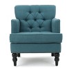 TOAOTBNBO Wooden Accent Chair with High Back, Breathable Fabric Armchair with Soft Padded Seat Mid-Century Single Sofa Chair for Office, Blue - 2 of 4