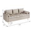 Modern 3-Seater Faux Leather Sofa with Lift-Up Chaise & Hidden Storage – Adjustable Height Lounge Couch with 5 Decorative Pillows, Brown - 3 of 4