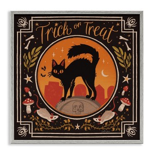 Stupell Industries Trick Or Treat Cat & Rats Framed Giclee Art - 1 of 4