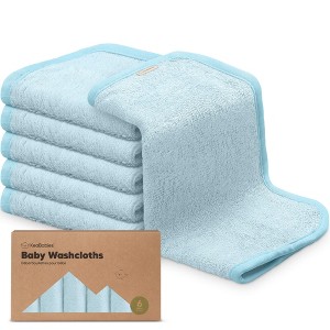 6pk Deluxe Baby Washcloths, Organic and Soft Baby Wash Cloth, Baby Bath Towel, Face Cloths - 1 of 4