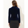 INSPIRE CHIC Women's Notched Lapel Long Sleeve Office Button Velvet Suit Blazer - 4 of 4